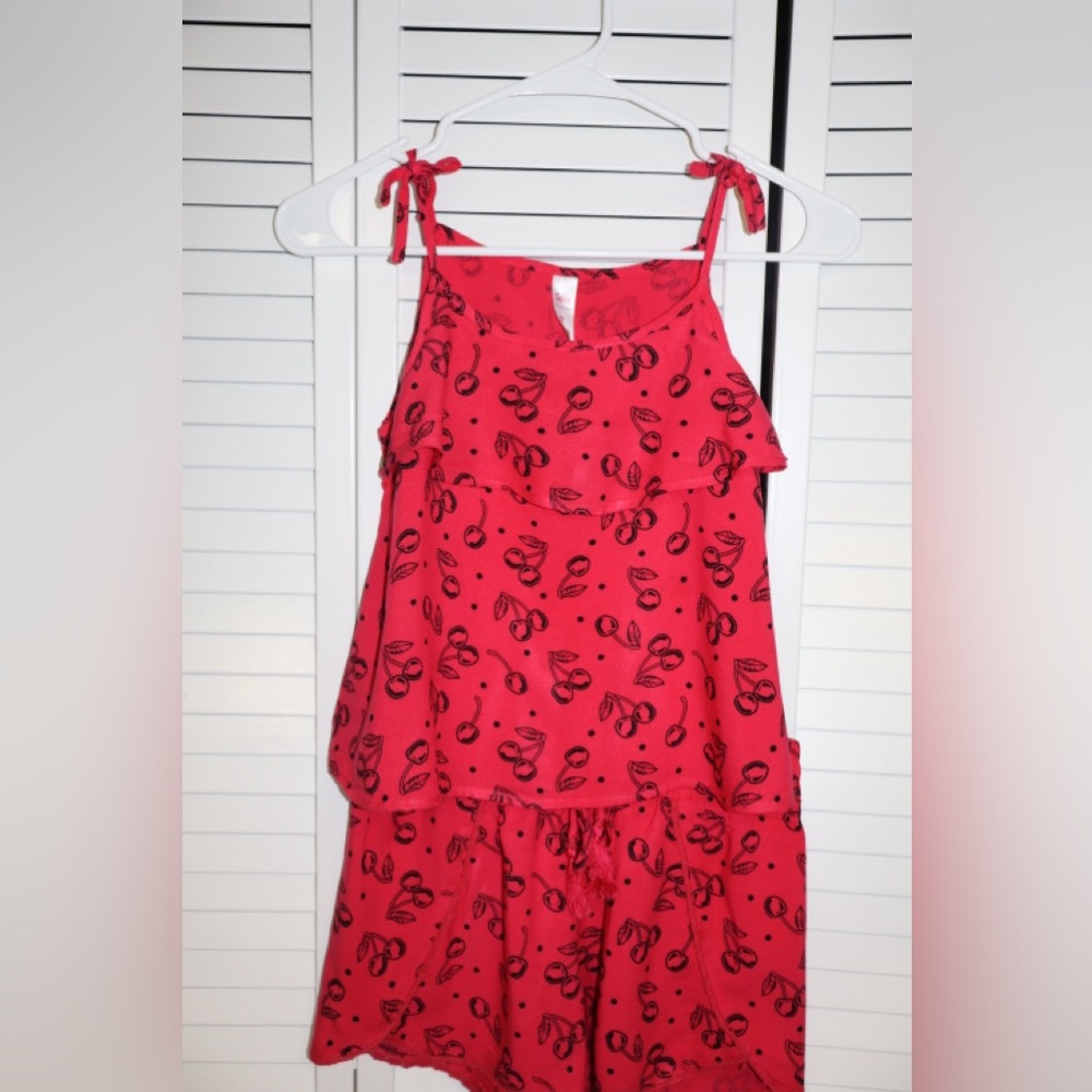 Justice Vibrant Red set with cherries Pattern